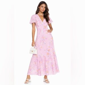 LoveShackFancy Vinnie Maxi dress in pink fuchsia berry 100% Cotton Size 4 Small